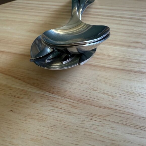 4 Pc Fantasy Serving Set 1881 Rogers Oneida 8-1/4" Atomic MCM Spoon Forks Slotte - Picture 5 of 10